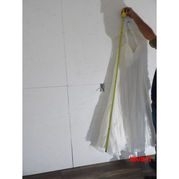 A Lina Halter Wedding Dress David’s Bridal Ivory Satin Wedding Dress Size 14 - Picture 11 of 12